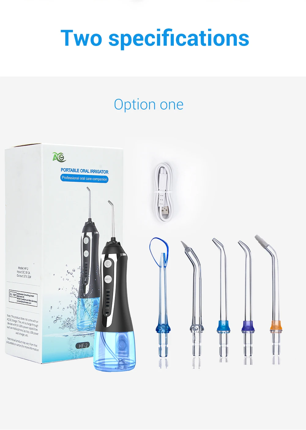 AG portable oral irrigator usb rechargeable water flosser Dental Water Jet 300ML 5Models Water Tank Waterproof Teeth Cleaner