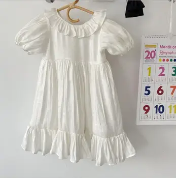 

2020 New Style Girls Silk Ruffles Dress Fashion Summer Girls Dresses 1-6t QH136