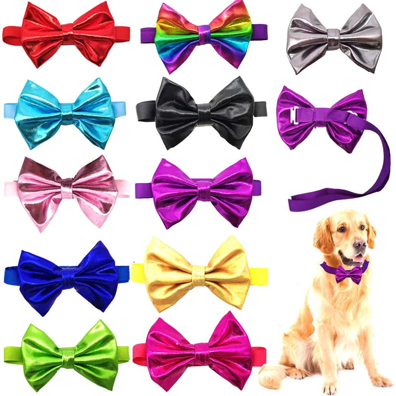 1 Pcs font b Pet b font Dog Bow Tie Colorful Shining Dog Collar Bow Tie