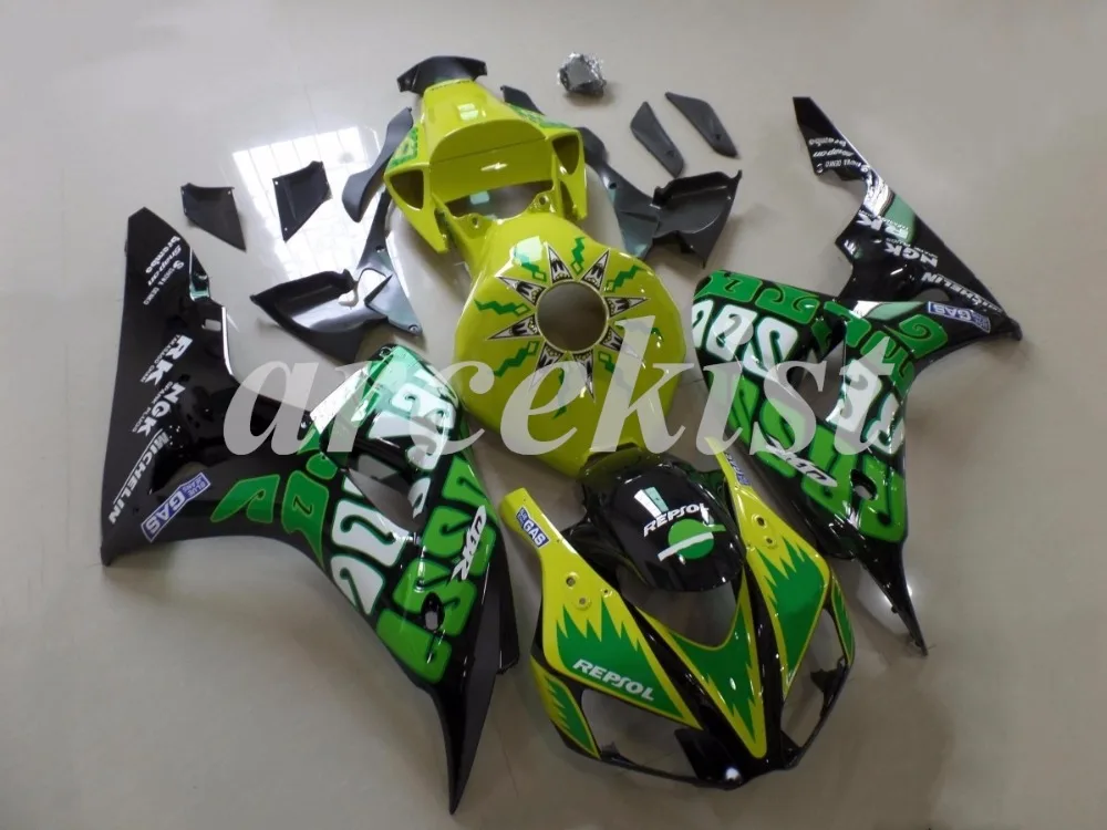 Высокое качество литья под давлением ABS мотоцикл Обтекатели наборы Подходит для Honda CBR1000RR 2006 2007 заказ желтый черный Прохладный
