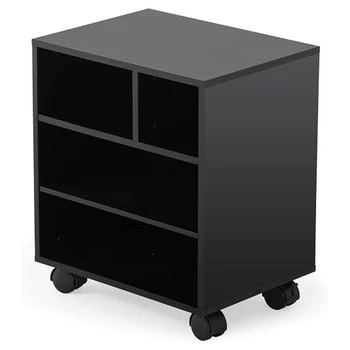 

4 layer 4 grid printer file storage rack with 4 wheels-black
