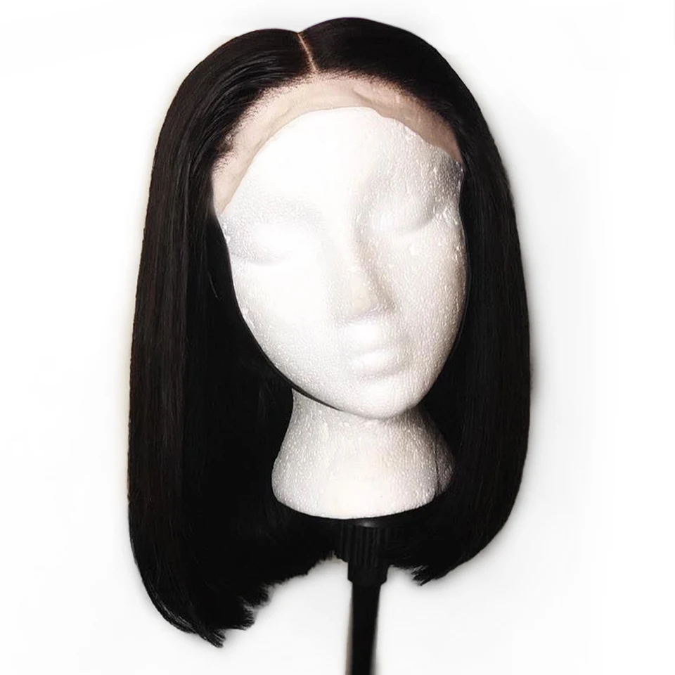 Полностью кружевные человеческие волосы парики с детскими волосами предварительно выщипанные бразильские волосы remy полный конец прямой короткий боб парик для черных женщин