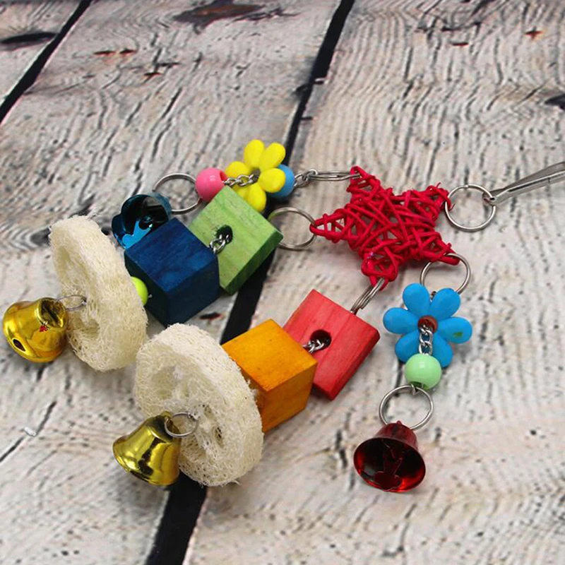 Деревянная подвесная игрушка-попугай, красочная игрушка-попугай, деревянная струна для птиц, играющих в укусы, скалолазание, здоровый укус, жевательные принадлежности для домашних животных