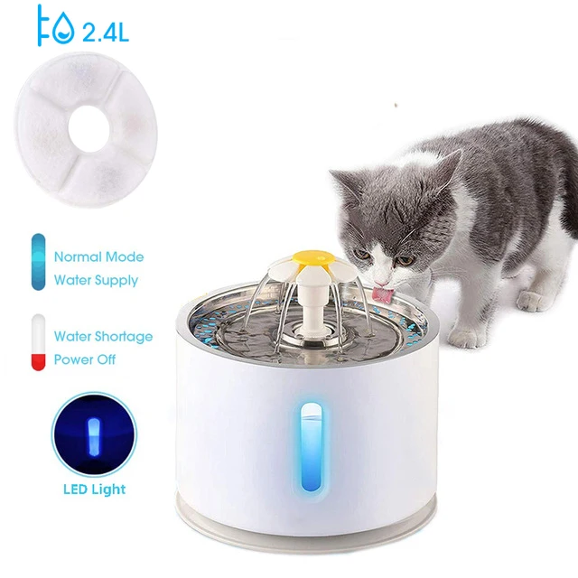 

Automatic Cat Fountain Pet Drinking Water Dispenser 2.4L Electric LED Dog Pet Drinking Fountain Drinking Bowl Feeder Filter