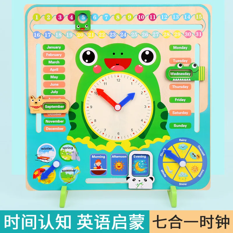 

Seven in One Vertical Type Weather Calendar Clock Qzf06/0.5 Children 3-6-Year-Old Month Four Seasons Time Cognitive Toy