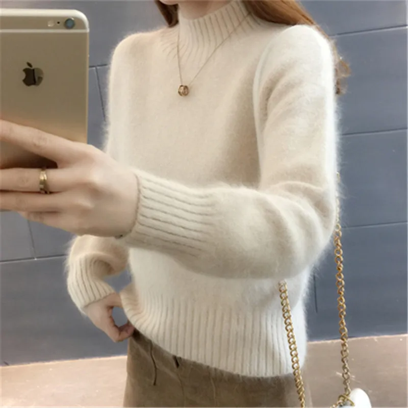 2021 Cashmere Sweater Women Winter Wool Mohair velvet Fleece Soft Plus Size Elasticity Casual Thick Pullover Warm Loose Sweaters | Женская