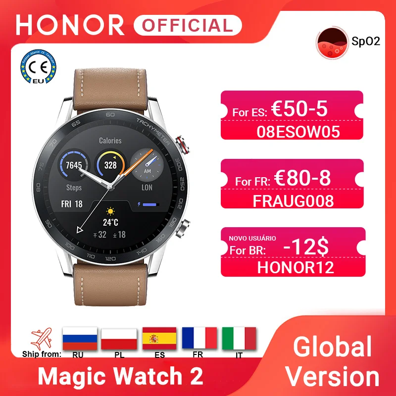 Global Version Honor Magic Watch 2 Smart Watch Bluetooth5.1 Smartwatch Blood Oxygen Waterproof 14 Days Heart Rat For Android iOS