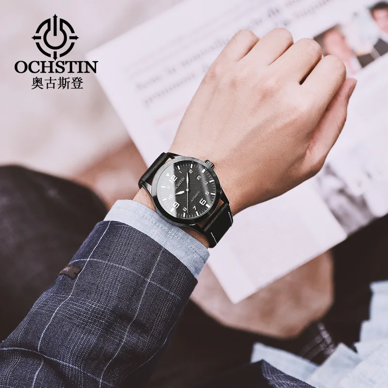 

Genuine Product-Style Fully Automatic Analog Watch Men Casual Analog Watch Calendar Stainless Steel Genuine Leather Watch Factor