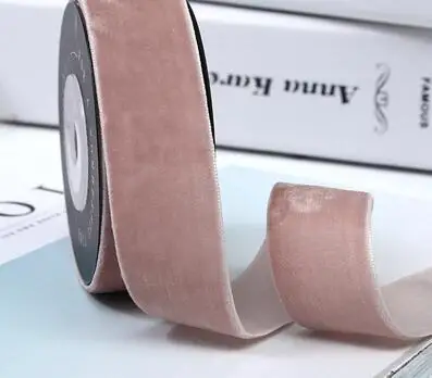 Pink 5 м Подарочный цветок, обёрточный материал, толстая однотонная бархатная лента, 25 мм, Флокированная лента, 40 мм, отделка для рукоделия, бант для волос, Свадебный декор для выпечки - Цвет: Pink