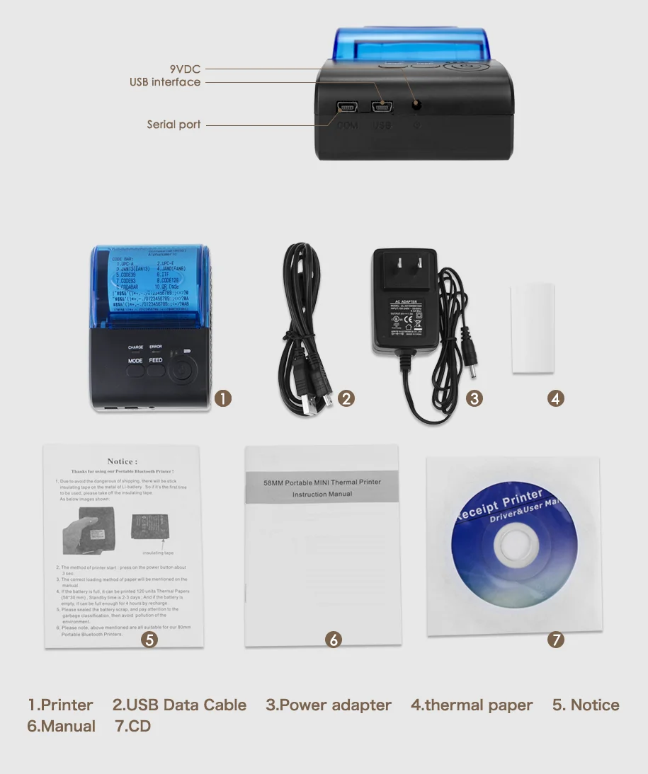 NT 1805LD 58 мм Мини Портативный Bluetooth термопринтер для Andriod POS системы|Принтеры| |