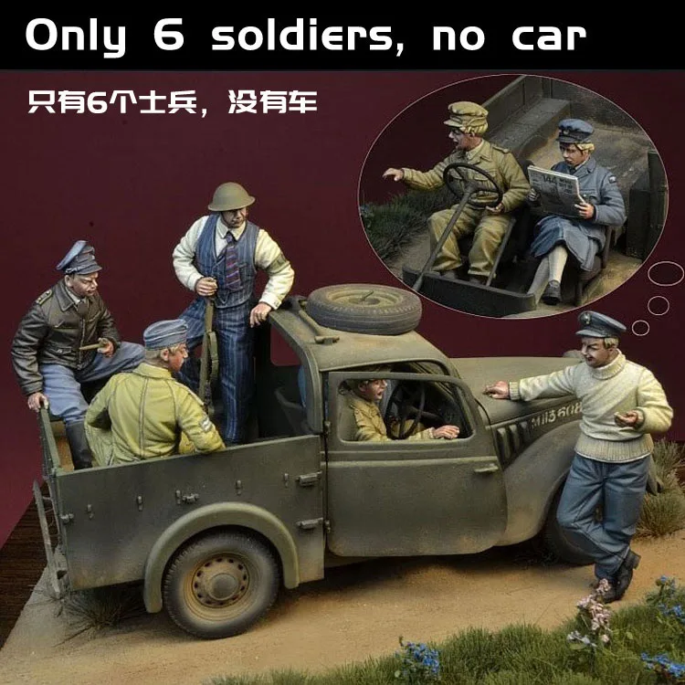 1/35 масштаб Неокрашенная фигурка из смолы набор из 6 фигурок GK фигура