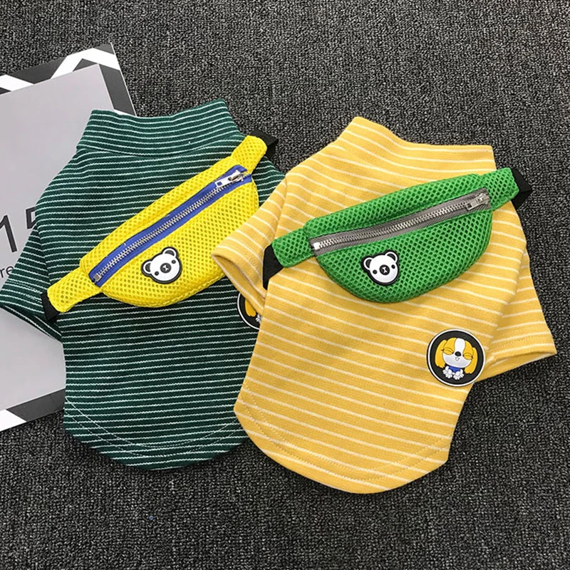 Backpack Dog Winter Clothes for Dogs Outfit Striped Dog Shirt Puppy Pet