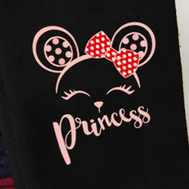 Black princss Зимние Утепленные хлопковые теплые леггинсы с флисом; Детские плотные штаны с милым рисунком; Детские повседневные длинные брюки для девочек - Цвет: Black princss