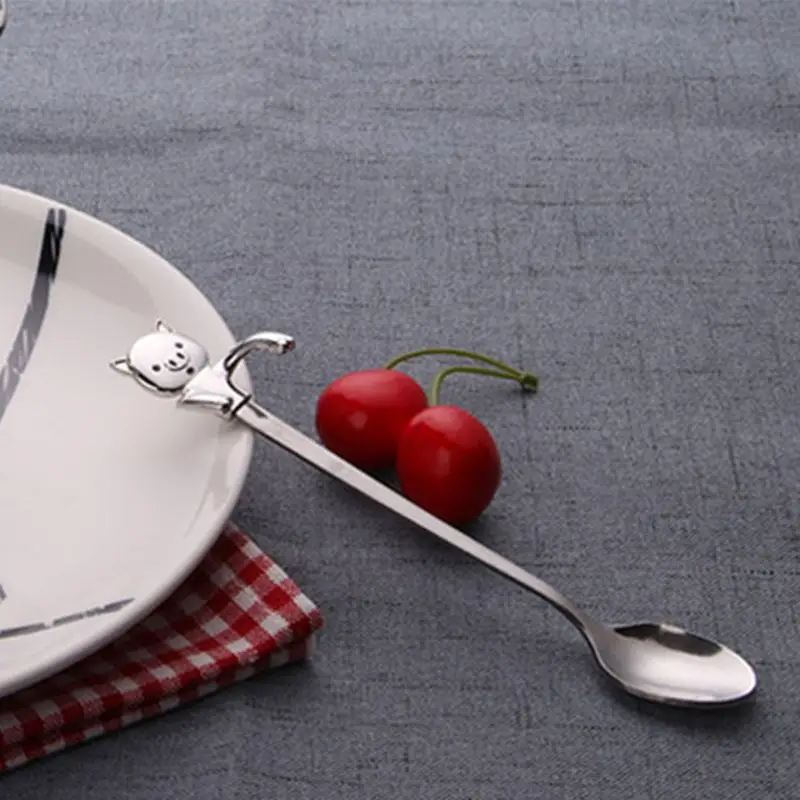 

Stainless Steel Cute Pig Teaspoon Coffee Drink Mixing Spoon Tableware Drinking Tools Hanging Kitchen Gadget 72XF