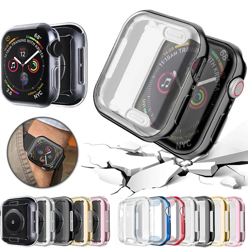 Тонкий чехол для часов Apple Watch на 360 градусов 5 4 3 2 1 42 мм 38 мягкая прозрачная