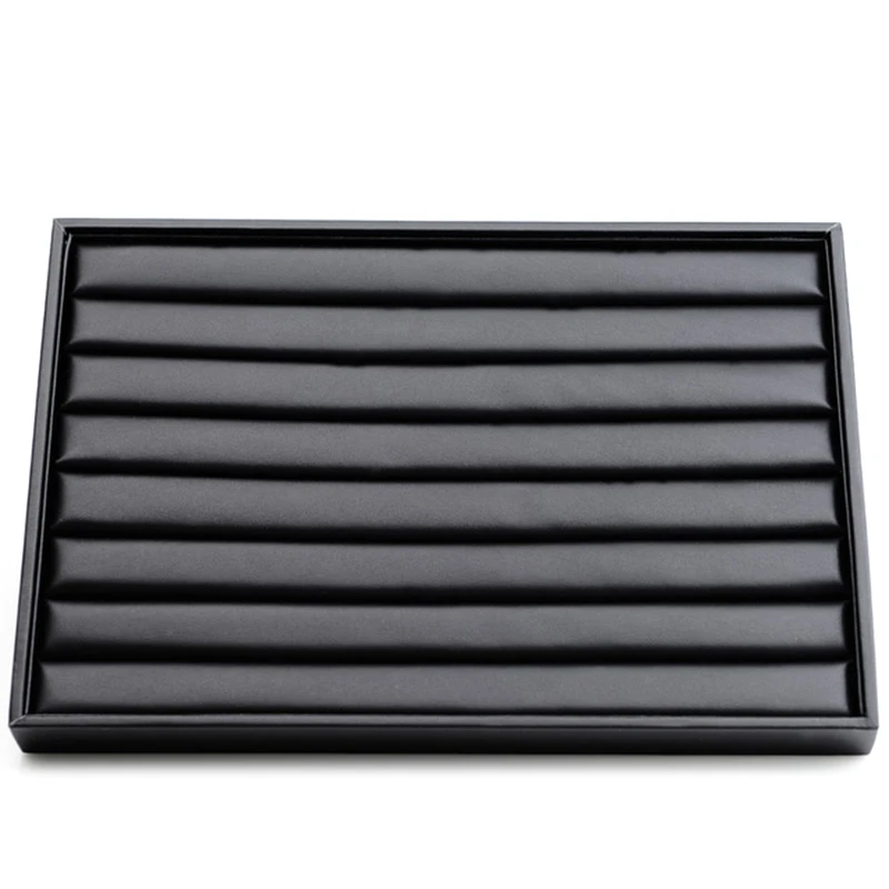 

Black Leather Necklace/Ring/Bracelet/Pendant/Loose Bead Hand Catenary Showcase Earring Storage Jewelry Display Tray