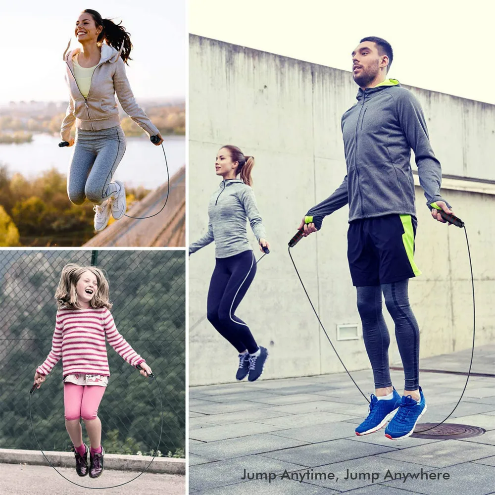 Jump Rope Tangle-Free Rapid Speed Jumping Rope Cable with Ball Bearings Steel Skipping Rope Gym Fitness Home Exercise Slim Body