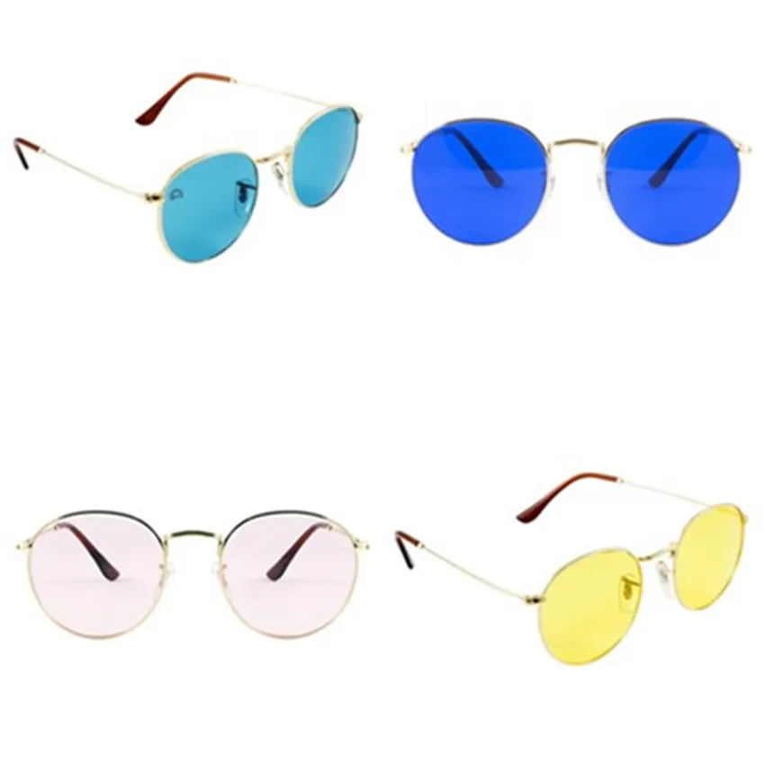 1 шт. круглые очки для терапии цвета в оправе, светильник для хромотерапии, цветные круглые супер ретро солнцезащитные очки