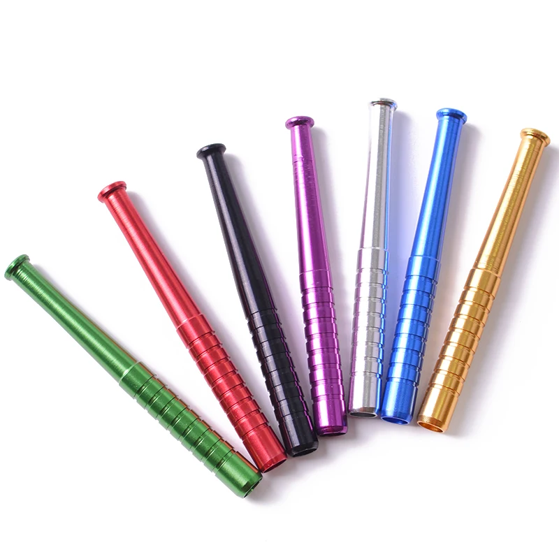 1pcs Random Color Стальные металлические детали одноразовые портативные аксессуары Алюминиевый в виде бейсбольной биты курительная трубка табачные трубы - Цвет: 1pcs Random Color