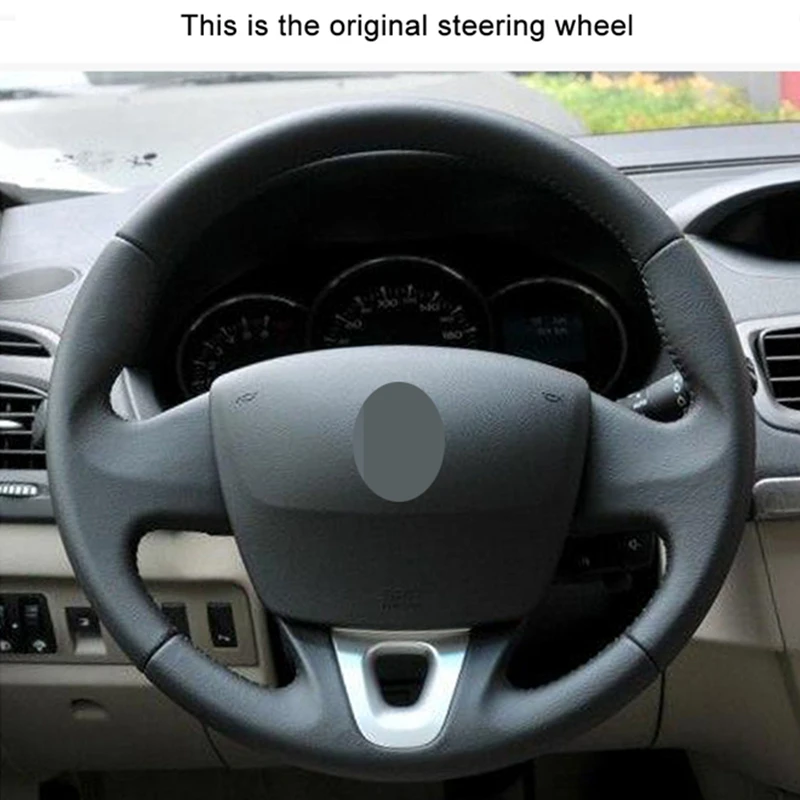 DIY черный искусственный кожаный чехол на руль для Renault Kangoo 2013- Scenic 2009- Megane 2008- Fluence ZE 2009