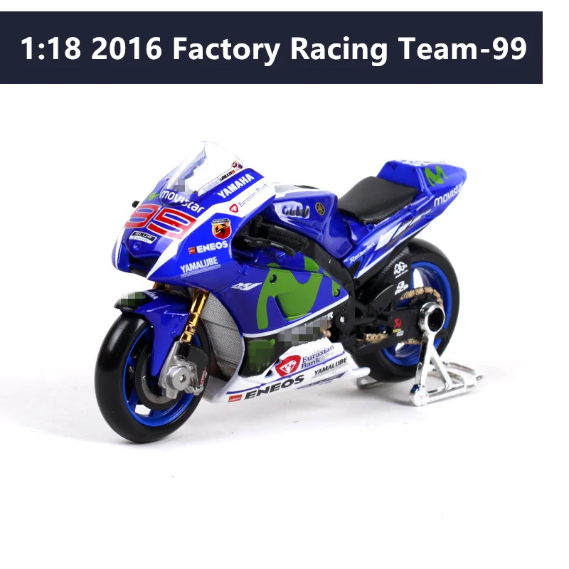MaistoMaisto 1:18 Yamaha YZR-M1 чемпионат мира Росси оригинальная Авторизованная модель мотоцикла из сплава игрушка - Цвет: 2018-99