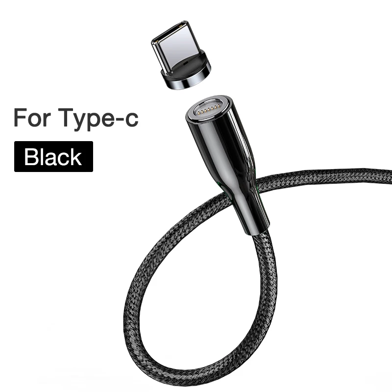 Cafele новейший Магнитный USB кабель для iphone Micro type C Плетеный USB кабель QC3.0 зарядное устройство для iphone samsung Xiaomi 200 см - Цвет: Black for type C