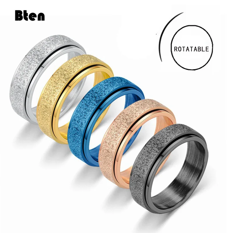 Bten 6Mm Spinner Ring Per Donna Uomo Rilascio Di Stress Cinturini Girevoli In Acciaio Inossidabile Anello Di Coda Casual