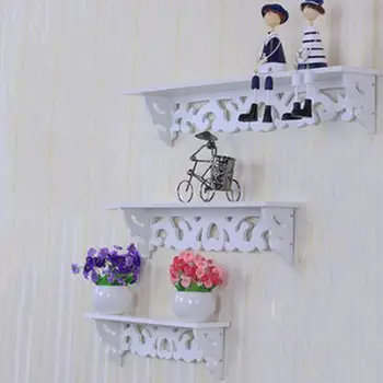 

Elegant Rack 3Pcs/Set White Simple Wall Shelf Holder Fashion Display Collecting Hanging Ornament Storage Home Decor