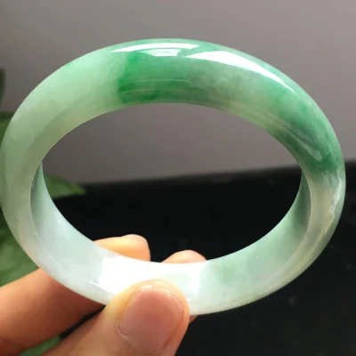 

zheru jewelry natural Myanmar jadeite 54-64mm light color two-tone bracelet elegant princess jewelry best gift