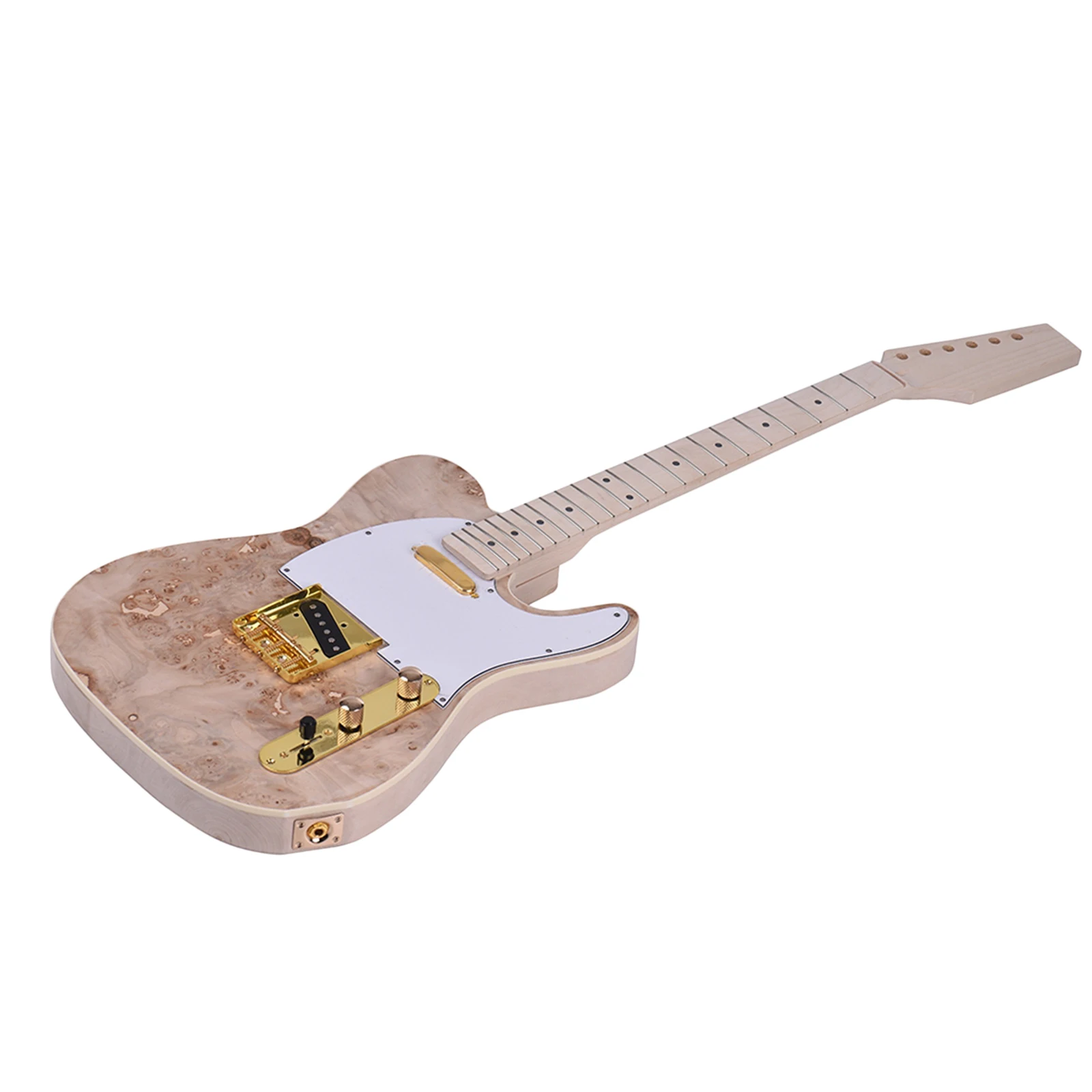 Completely DIY Unfinished Electric Guitar Kits 1Set Basswood Body Burl Surface