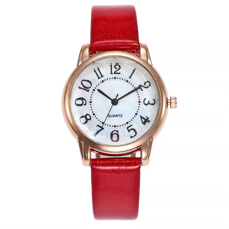 Женские повседневные кварцевые часы с кожаным ремешком, аналоговые наручные часы, модные часы-браслет, наручные часы WD - Цвет: D