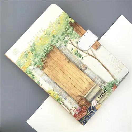 P Small Fresh Hand Account 32K Color Page Magnetic Buckle Blank Notebook Coated Side Travel Account 3 Beautiful Town - Цвет: P