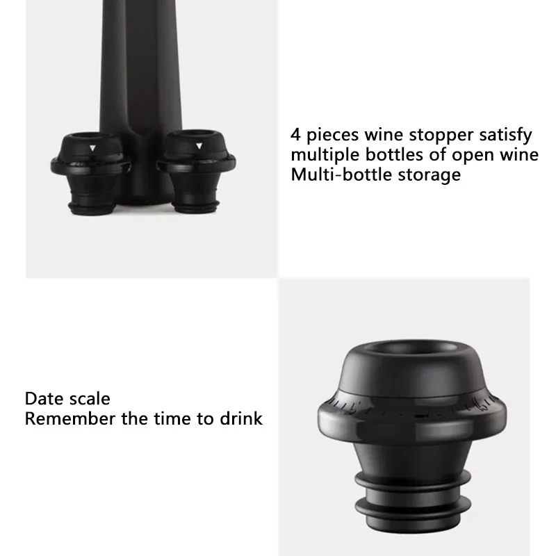Premium Wine Preservation Vacuum Pump with 4 Reusable Bottle Sealers – Keeps Wine Fresh Up to 7 Days