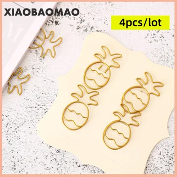 

4pcs/lot Pineapple Shape Paper Clips gold Paperclips Metal Clip Bookmarks For Organize Photos Cards