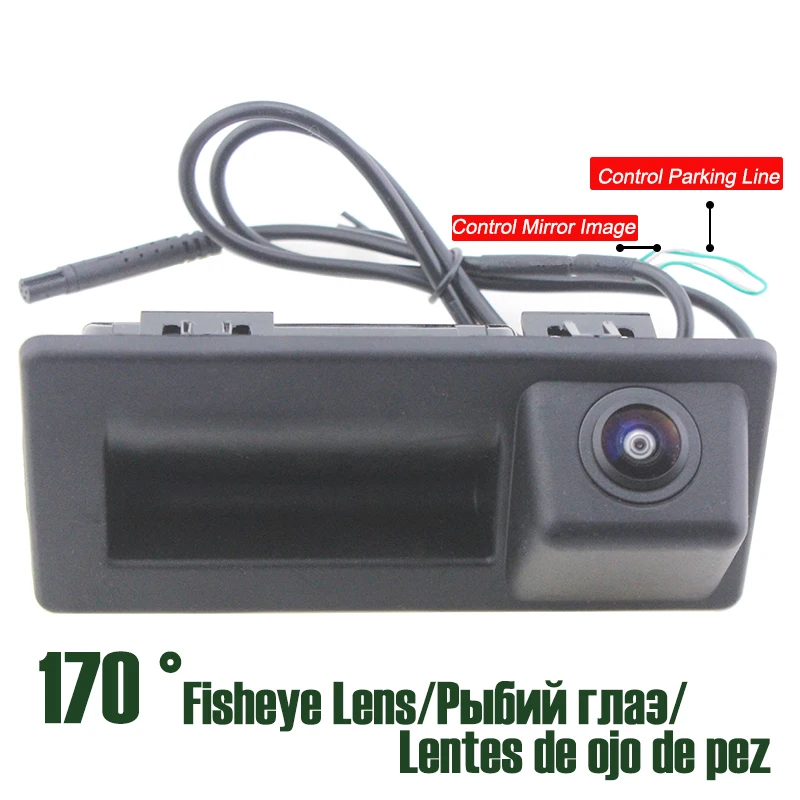 3- Car Rear View Camera Fisheye lens Wide View Angle 170 Degree Night Vision Backup Parking 4 pin No Guiding line Mirror Image Trunk Handle Camera For Tiguan L 2018 Touran L 2016 2017 Skoda Superb 2017 2018 