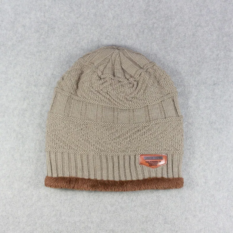 Khaki-1 Geebro стильные шапочки Skullies, зимняя мужская шапка, Толстая теплая зимняя мужская шапка, шапочки, мужские шапки с бархатом - Цвет: Khaki-1