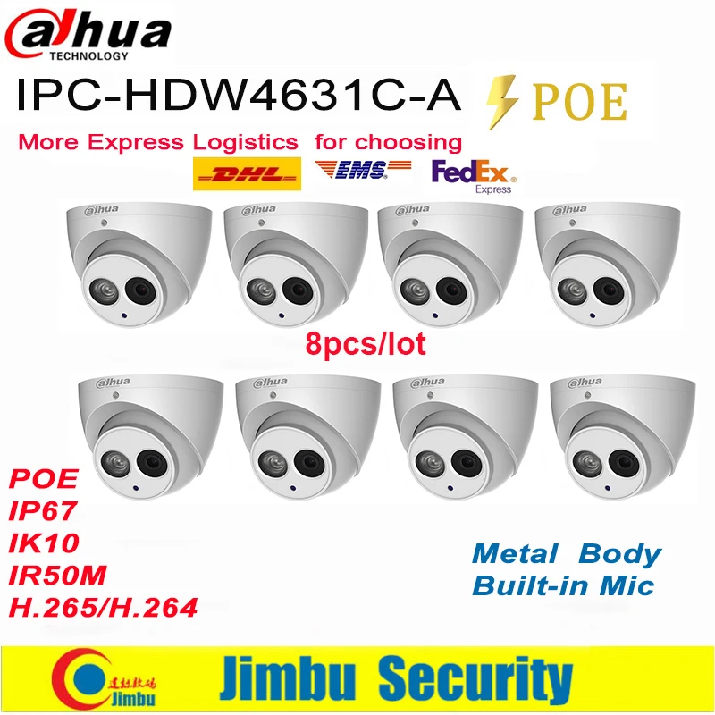 Dahua 6MP Ip камера IPC HDW4631C A 8 шт./лот купольная металлический корпус POE 6 H.265 Встроенный