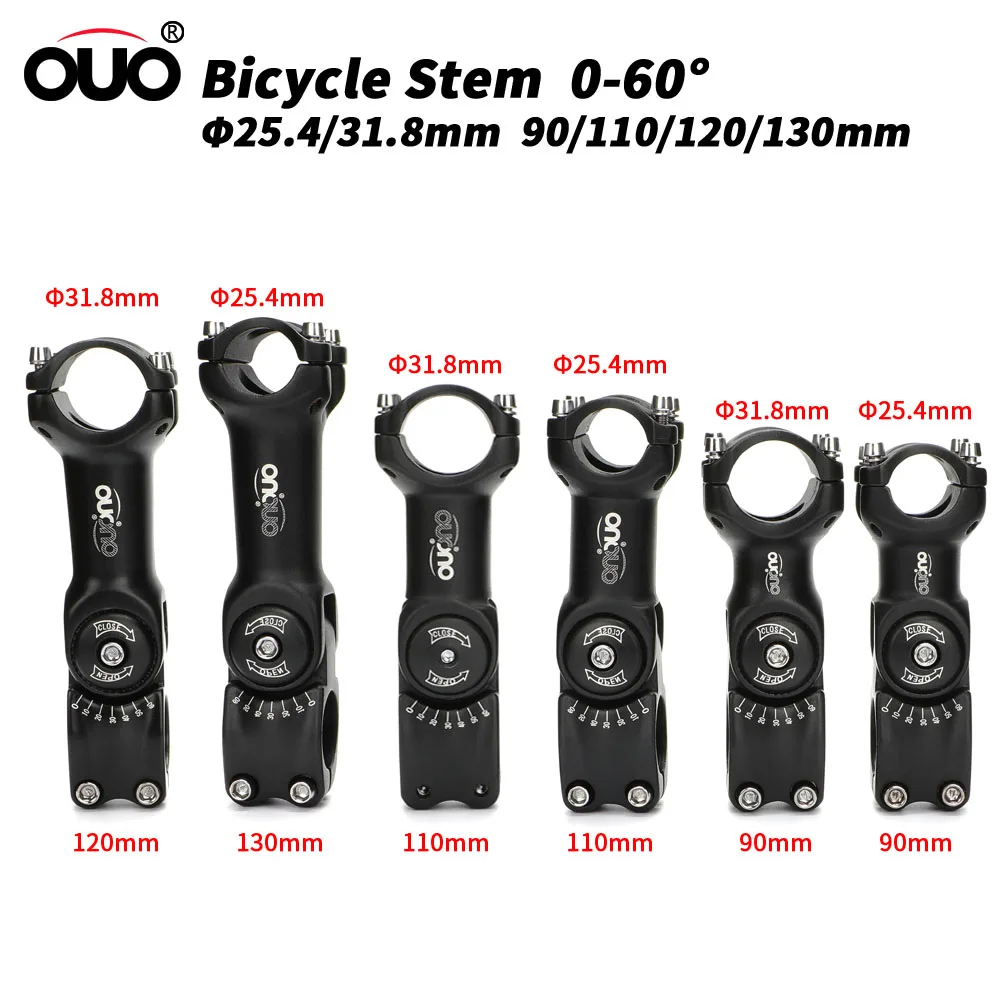 OUO Adjustable Bicycle Handlebar Stem 25.4/31.8mm Bar Riser MTB Mountain Bike Stem Aluminum Front Fork Stem Adapter
