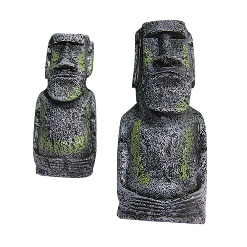 Resin Artificial Aquarium Easter Island Statue Decoration Underwater Landscaping Craft Ornaments For Fish Tank Decor Aquatic