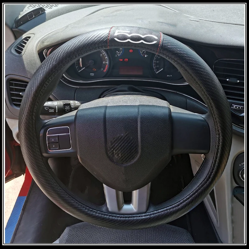 Автомобильный руль из углеродного волокна, кожаный чехол для Fiat 500, руль, модный, нескользящий, авто стиль