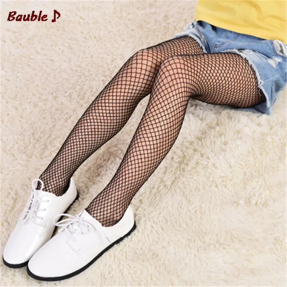 New Fashion Kids Girl Lace Fishnet Stockings Summer Children Black Pantyhose Mesh Tights Ripped Jeans Net Grid Stockings