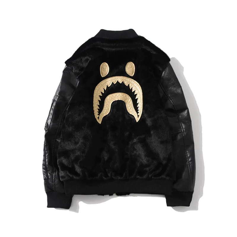 Bape New Gold Embroidered Shark Jacket 1