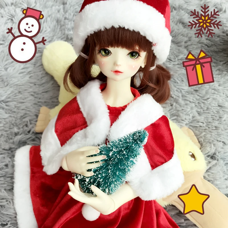 Cataleya 1/3bjd детское платье рождественское зимнее платье+ шаль+ шляпа