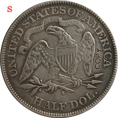 США 1871 P, CC, S SEATED LIBERTY половина копия доллара монеты