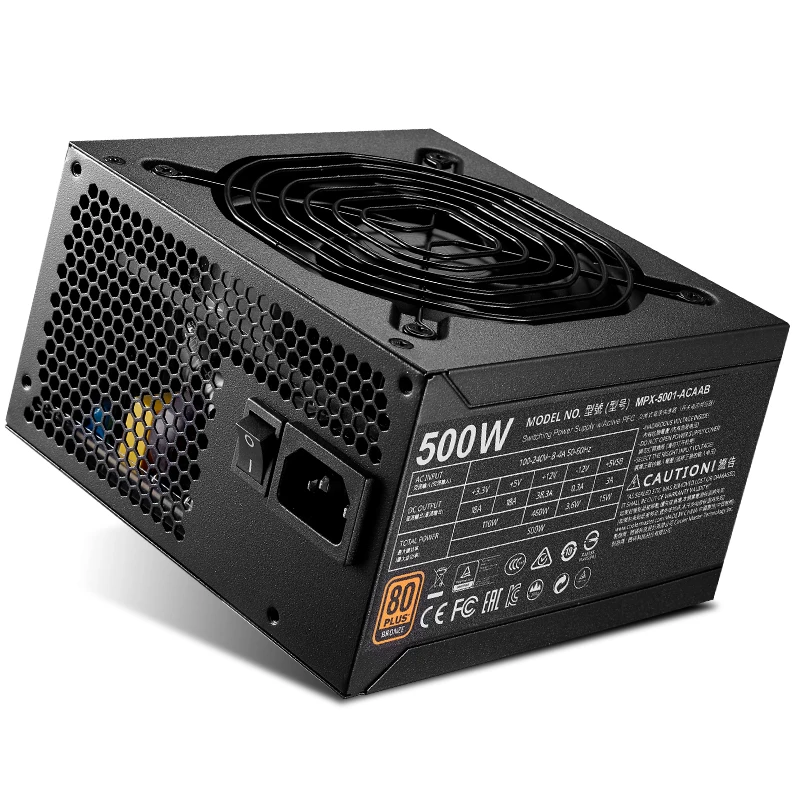 Блок питания для Cooler Master MWE BRONZE 500 ATX RTX2060 задний Блок питания 500 Вт блок питания MPX-5001-ACAAB