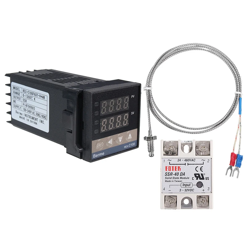 PID цифровой REX-C100 регулятор температуры+ max.40A SSR K термопара прочный