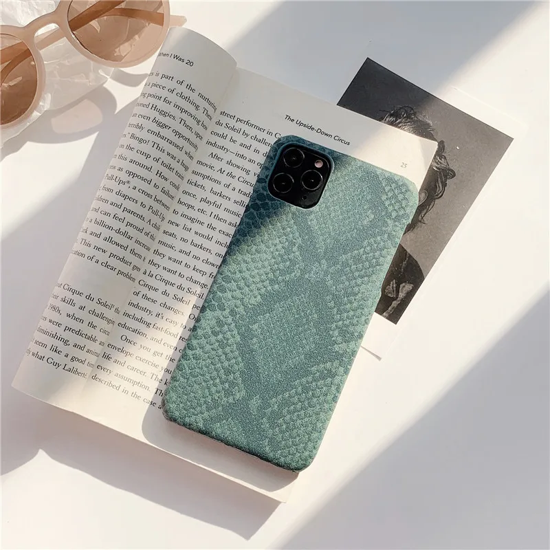 Темно-зеленый чехол для телефона из искусственной кожи для iPhone11 11pro max X XS чехол для max XR чехол из змеиной кожи s для iPhone 6 6S 7 8 Plus Аксессуары