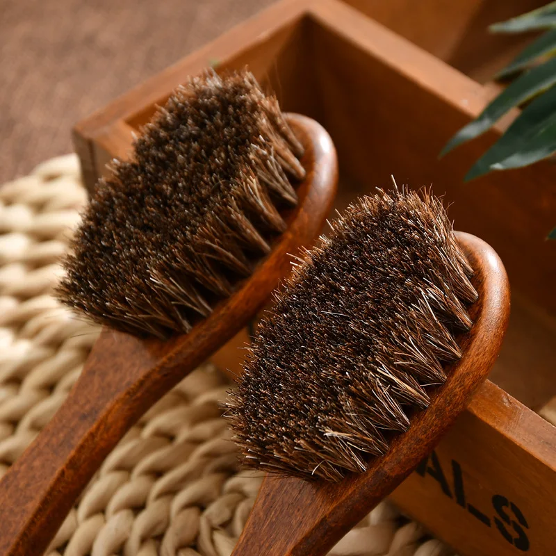 Horse Hair Brush Beech Wood Handle Home Shoe Clothes Desk Keyboard Cleaning Brush