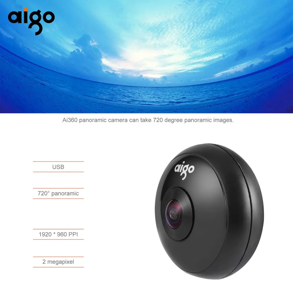 Aigo Mini Ai360 VR Phone Panoramic Camera 720 Degree Video Camera Dual Lens with Dual Adapters Connectors For Smartphone