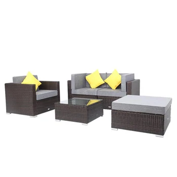 

Breathable and Waterproof Cushion 5 Pieces Patio PE Wicker Rattan Corner Sofa Set Outdoor Sofa Modern Furniture